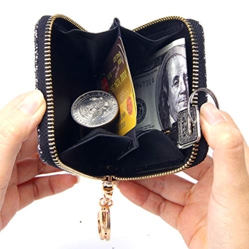 GEEAD Small Glitter Wallet for Girls Mini Coin Purse