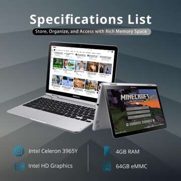 Samsung Chromebook Plus V2 2-in-1 12.2" WUXGA LED Touchscreen Laptop, Intel Celeron 3965Y, 4GB RAM, ...