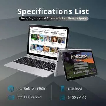 Samsung Chromebook Plus V2 2-in-1 12.2" WUXGA LED Touchscreen Laptop, Intel Celeron 3965Y, 4GB RAM, ...