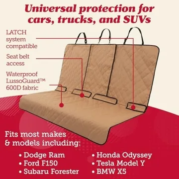 Lusso Gear Waterproof Dog Car Seat Cover for Back Seat
