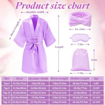 KELENO 24 Spa Party Supplies Set for Girls - Satin Robes, Eye Masks, Bags