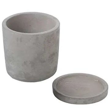 MyGift 4-Inch Unglazed Gray Cement Planter - Mini Modern Succulent Plant Pots with Removable Saucer, Set of 2