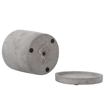 MyGift 4-Inch Unglazed Gray Cement Planter - Mini Modern Succulent Plant Pots with Removable Saucer, Set of 2