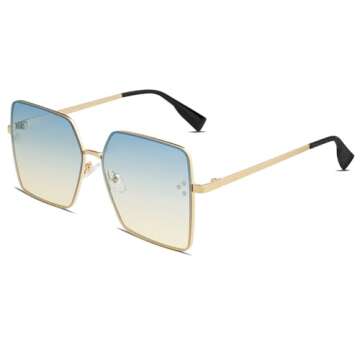 SOJOS Trendy Square Sunglasses for Women - Stylish UV Protection Oversized Shades SJ1170