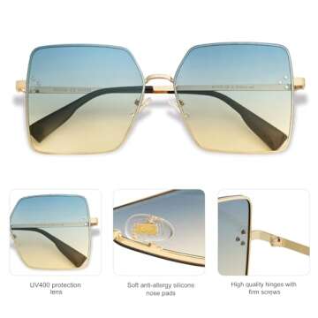 Trendy Square Sunglasses with UV Protection for Women