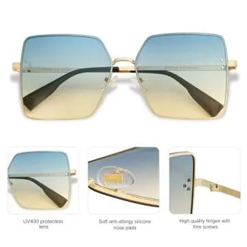 Trendy Square Sunglasses with UV Protection for Women