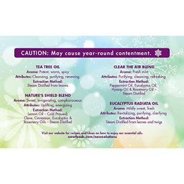 NOW Essential Oils Seasonal Changes Aromatherapy Kit, 4x10ml - Tea Tree, Eucalyptus & More