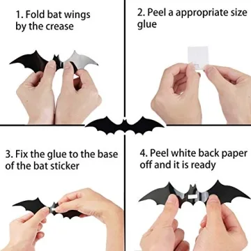 Charming 3D Halloween Bat Stickers - 60 PCS for Decor