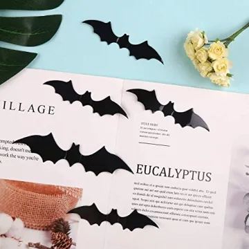 Charming 3D Halloween Bat Stickers - 60 PCS for Decor