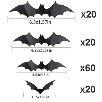 Charming 3D Halloween Bat Stickers - 60 PCS for Decor
