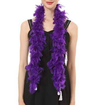 Over 10 Color 25 Gram, 4 Feet Long Chandelle Feather Boa, Kids Feather Boa, Great for Party, Wedding, Halloween Costume, Christmas Tree, Decoration (Purple)