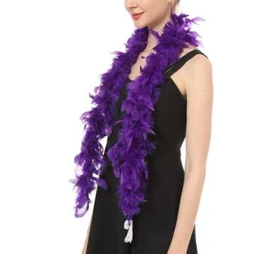 Over 10 Color 25 Gram, 4 Feet Long Chandelle Feather Boa, Kids Feather Boa, Great for Party, Wedding, Halloween Costume, Christmas Tree, Decoration (Purple)