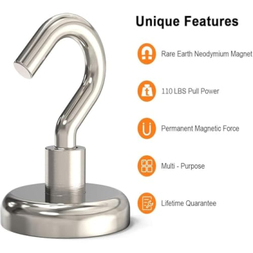 Ultra-Strong 110 lbs Magnetic Hooks Heavy Duty Pack of 6