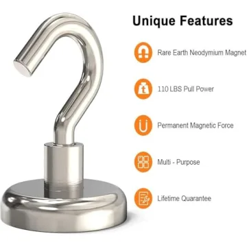Ultra-Strong 110 lbs Magnetic Hooks Heavy Duty Pack of 6