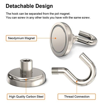 Ultra-Strong 110 lbs Magnetic Hooks Heavy Duty Pack of 6