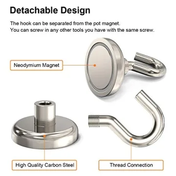 Ultra-Strong 110 lbs Magnetic Hooks Heavy Duty Pack of 6