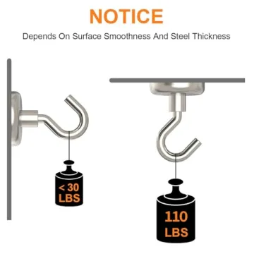 Ultra-Strong 110 lbs Magnetic Hooks Heavy Duty Pack of 6