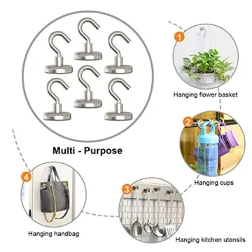 Ultra-Strong 110 lbs Magnetic Hooks Heavy Duty Pack of 6