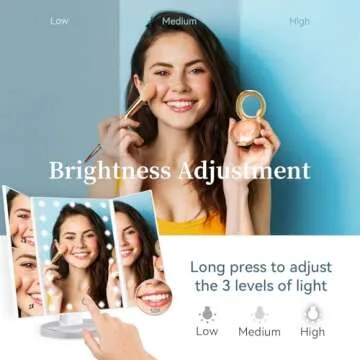 HAMSWAN Makeup Mirror Vanity Mirror with Lights, Lighted Makeup Mirror with 1X 2X 3X 10X Magnifying, Touch Control Design, Dual Power Supply, Portable LED Makeup Mirror, Women Gift (White+10X)