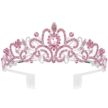 COCIDE Sparkling Pink Tiara for Girls and Women