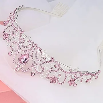 COCIDE Sparkling Pink Tiara for Girls and Women