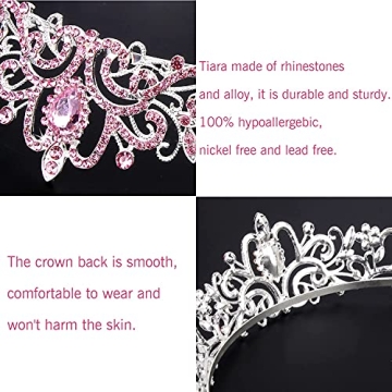 COCIDE Sparkling Pink Tiara for Girls and Women