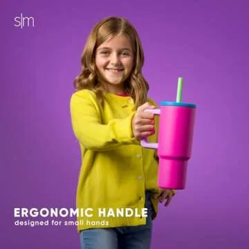Simple Modern Kids 24 oz Tumbler with Handle and Silicone Straw Lid | Spill Proof and Leak Resistant | Reusable Stainless Steel Bottle | Gift for Kids Boys Girls | Trek Collection | Cream Leopard