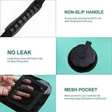 KIPIDA Solar Shower Bag | 5 Gal/20L Solar Heating Camping Shower Bag | Removable Hose | On-Off Switchable Shower Head | Ducha Portatil | Traveling Shower | Portable Shower for Beach Swimming, Hiking