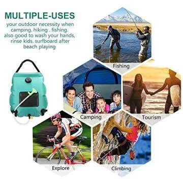 KIPIDA Solar Shower Bag | 5 Gal/20L Solar Heating Camping Shower Bag | Removable Hose | On-Off Switchable Shower Head | Ducha Portatil | Traveling Shower | Portable Shower for Beach Swimming, Hiking