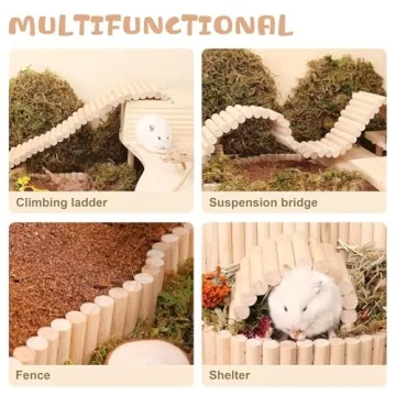 LUVCOSY Wooden Bridge Bundle for Small Pets Accessories