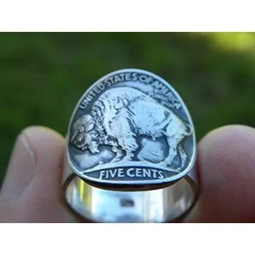 Sterling Silver Signet Ring with Buffalo Indian Nickel