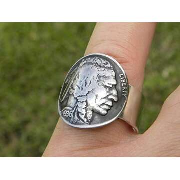 Sterling Silver Signet Ring with Buffalo Indian Nickel