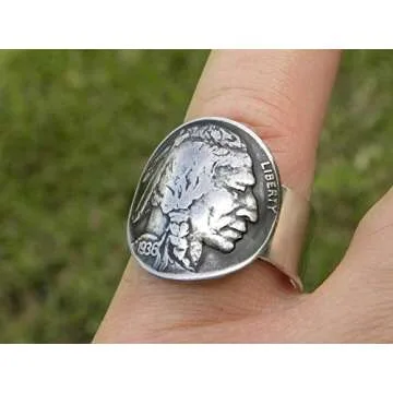 Sterling Silver Signet Ring with Buffalo Indian Nickel