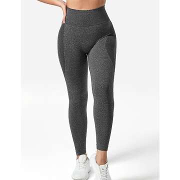YEOREO Women Seamless Workout Leggings Gym High Waist Smile Contour Yoga Pants Gray