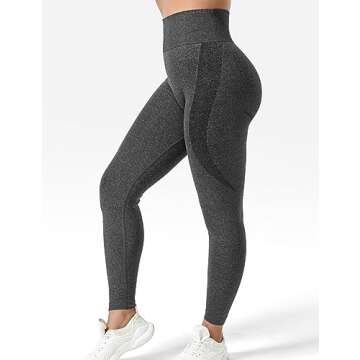 YEOREO Women Seamless Workout Leggings Gym High Waist Smile Contour Yoga Pants Gray