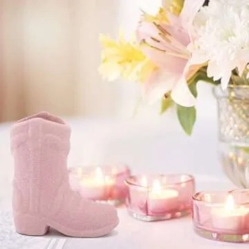 HOMOMSAE Cowboy Boot Match Holder with Striker - Handmade Ceramic Match Box, Cute Bathroom and Kitch...