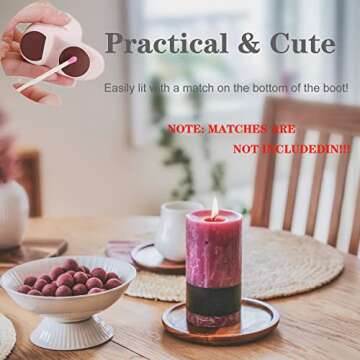 HOMOMSAE Cowboy Boot Match Holder with Striker - Handmade Ceramic Match Box, Cute Bathroom and Kitchen Decor (Pink, Matches not Included)