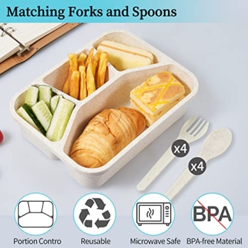 Xhongz 4 Compartment Meal Prep Lunch Containers - BPA Free