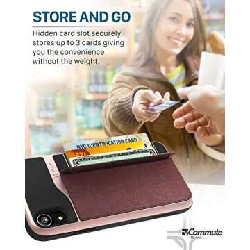 VENA iPhone XR Wallet Case, vCommute (Military Grade Drop Protection) Flip Leather Cover Card Slot Holder with Kickstand, Designed for Apple iPhone XR - Rose Gold