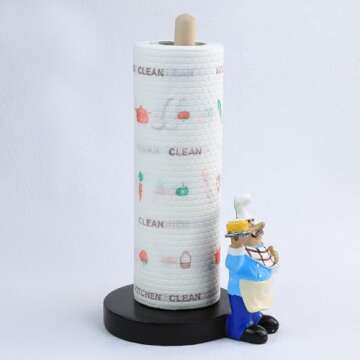 MASSJOY Chef Style Paper Towel Holder, Resin Crafts Display for Kitchen Cafe Western Restaurant Cake Shop Dessert Shop.