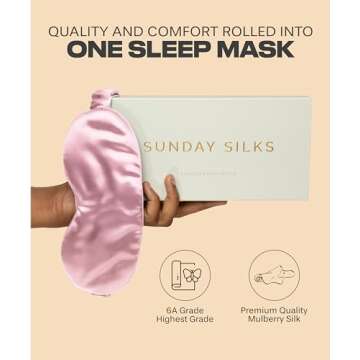 SUNDAYSILKS™ Exclusive Mulberry Silk Sleep Mask | Soft Eye Covers, Blackout Sleeping Mask for Wome...