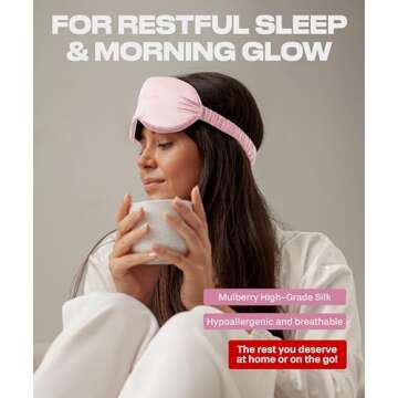 SUNDAYSILKS™ Exclusive Mulberry Silk Sleep Mask | Soft Eye Covers, Blackout Sleeping Mask for Women & Men | Silk Eye Mask for Sleep, Travel, and Relaxation | Antifaz para Dormir [Pink Quartz]