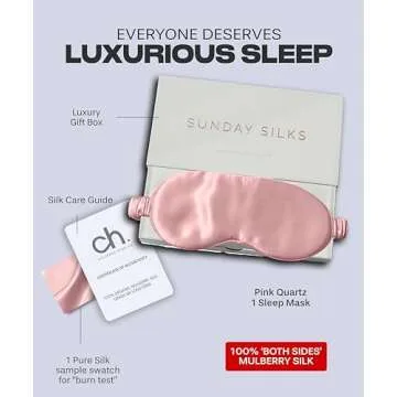 SUNDAYSILKS™ Exclusive Mulberry Silk Sleep Mask | Soft Eye Covers, Blackout Sleeping Mask for Women & Men | Silk Eye Mask for Sleep, Travel, and Relaxation | Antifaz para Dormir [Pink Quartz]