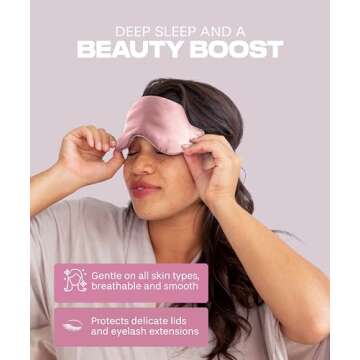 SUNDAYSILKS™ Exclusive Mulberry Silk Sleep Mask | Soft Eye Covers, Blackout Sleeping Mask for Women & Men | Silk Eye Mask for Sleep, Travel, and Relaxation | Antifaz para Dormir [Pink Quartz]