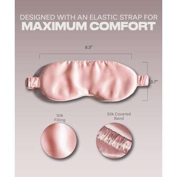 SUNDAYSILKS™ Exclusive Mulberry Silk Sleep Mask | Soft Eye Covers, Blackout Sleeping Mask for Women & Men | Silk Eye Mask for Sleep, Travel, and Relaxation | Antifaz para Dormir [Pink Quartz]
