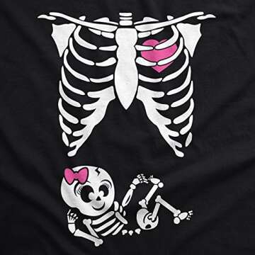 Crazy Dog Womens Maternity T Shirt Funny Skeleton It's A Girl Baby Annoucement Halloween Graphic Nov...