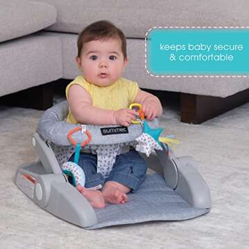 Summer Infant Learn-to-Sit 2-Position Floor Seat (Heather Gray) – Sit Baby Up in This Adjustable Baby Activity Seat Appropriate for Ages 4-12 Months – Includes Toys, Funfetti Neutral