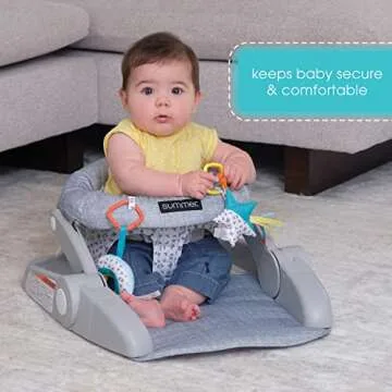 Summer Infant Learn-to-Sit 2-Position Floor Seat (Heather Gray) – Sit Baby Up in This Adjustable Baby Activity Seat Appropriate for Ages 4-12 Months – Includes Toys, Funfetti Neutral