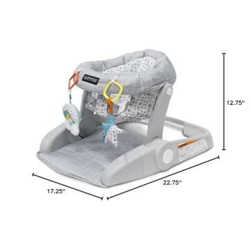 Summer Infant Learn-to-Sit 2-Position Floor Seat (Heather Gray) – Sit Baby Up in This Adjustable Baby Activity Seat Appropriate for Ages 4-12 Months – Includes Toys, Funfetti Neutral