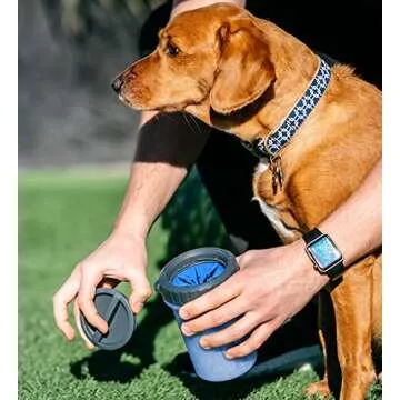 Dexas Lidded MudBuster Portable Dog Paw Cleaner, Medium, Pro Blue